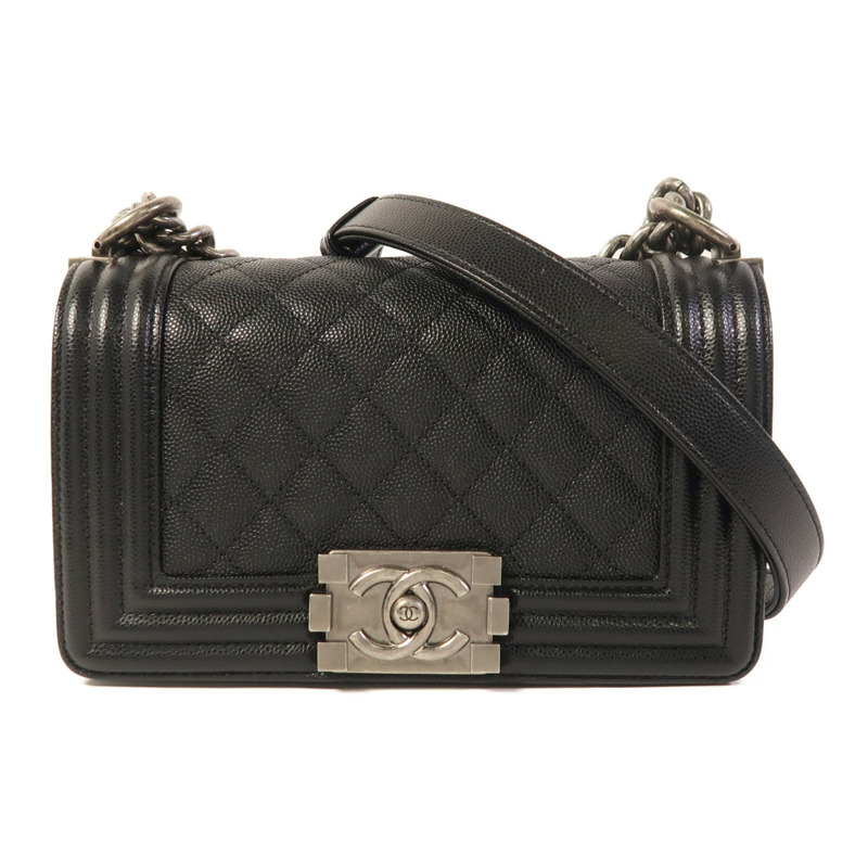 CHANEL 牛皮皮革Boy 20銀扣鏈帶肩背袋-0