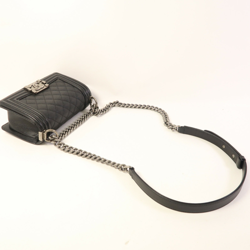 CHANEL 牛皮皮革Boy 20銀扣鏈帶肩背袋-8