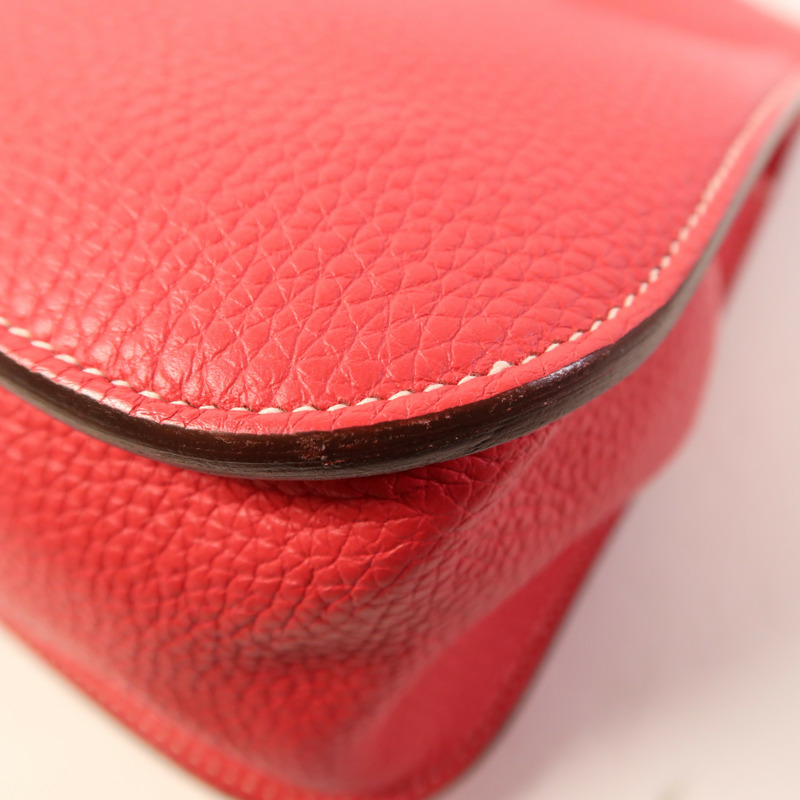 HERMES Clemence皮革Halzan 31銀扣手挽肩背兩用袋Rose Extreme-11