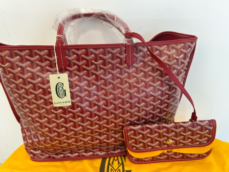 全新GOYARD紅色內全皮雙面購物托特包PM中號-1
