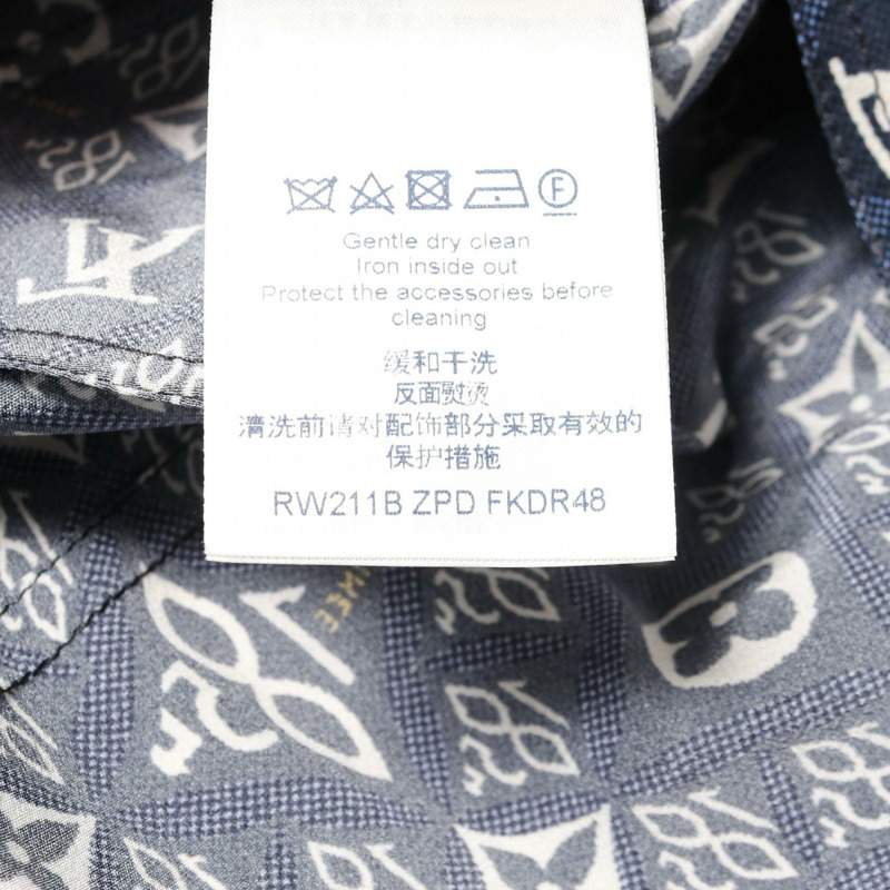 LOUIS VUITTON Monogram 無袖洋裝 絲綢 藍白多色 #34 二手 女士-4