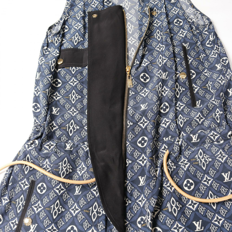 LOUIS VUITTON Monogram 無袖洋裝 絲綢 藍白多色 #34 二手 女士-5