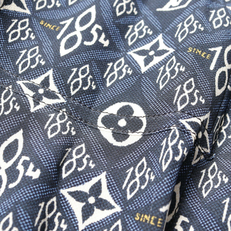 LOUIS VUITTON Monogram 無袖洋裝 絲綢 藍白多色 #34 二手 女士-7