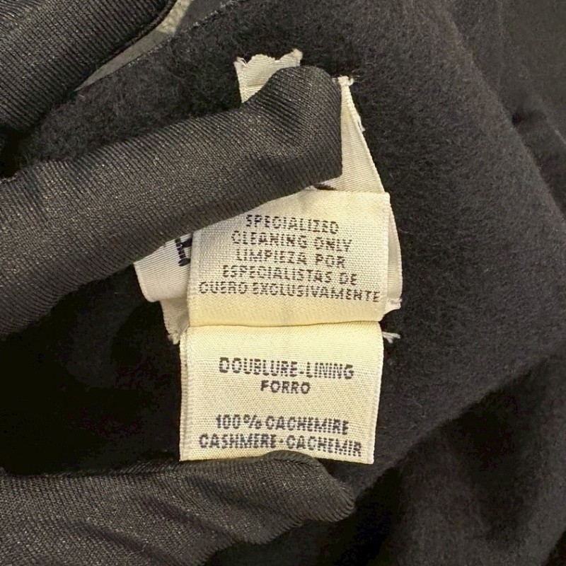 Hermes 黑色鹿皮/cashmere 雙面流蘇圍巾-6