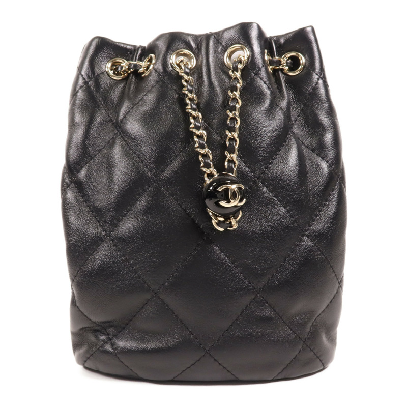 CHANEL 牛皮皮革Rucksack金扣背包-0