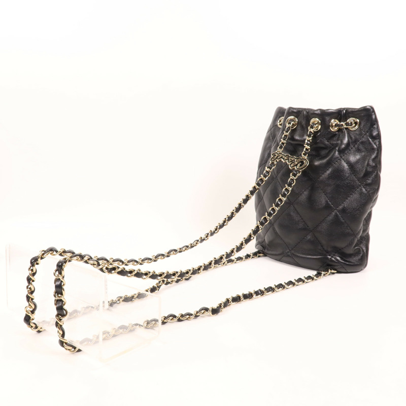 CHANEL 牛皮皮革Rucksack金扣背包-8