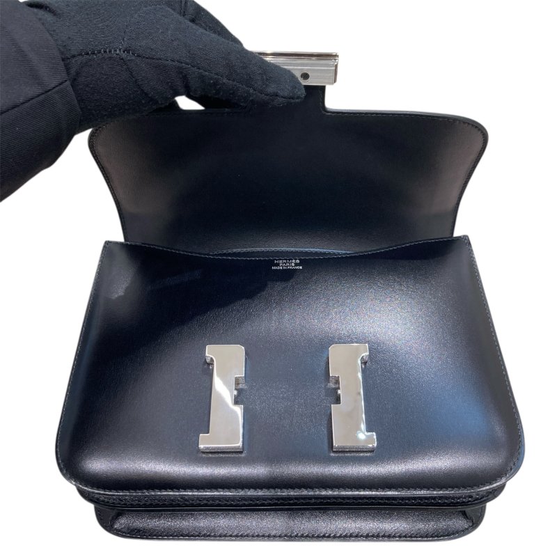 HERMES 愛馬仕 CONSTANCE 24 康康包 BOX皮 黑色 銀扣-10