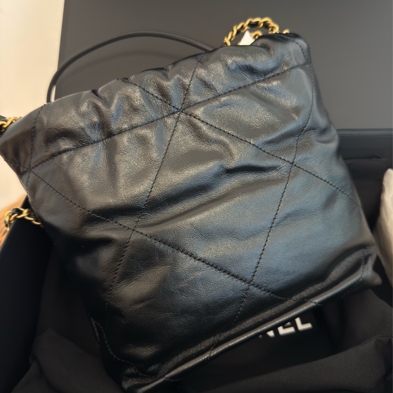 全新CHANEL黑色金字mini 22Bag斜背包流浪包AS3980-2