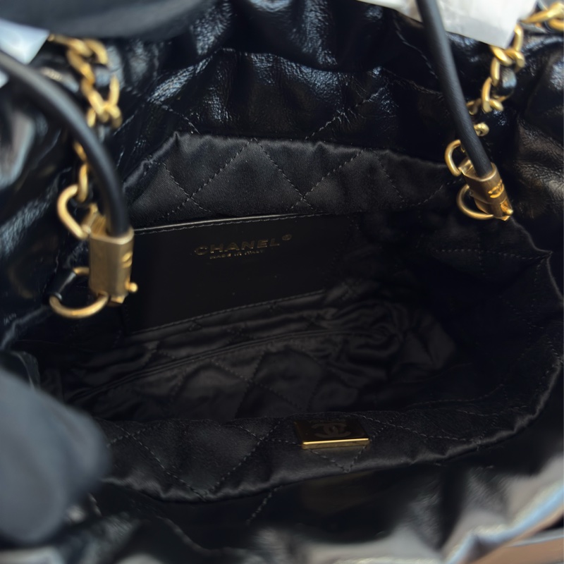 全新CHANEL黑色金字mini 22Bag斜背包流浪包AS3980-6