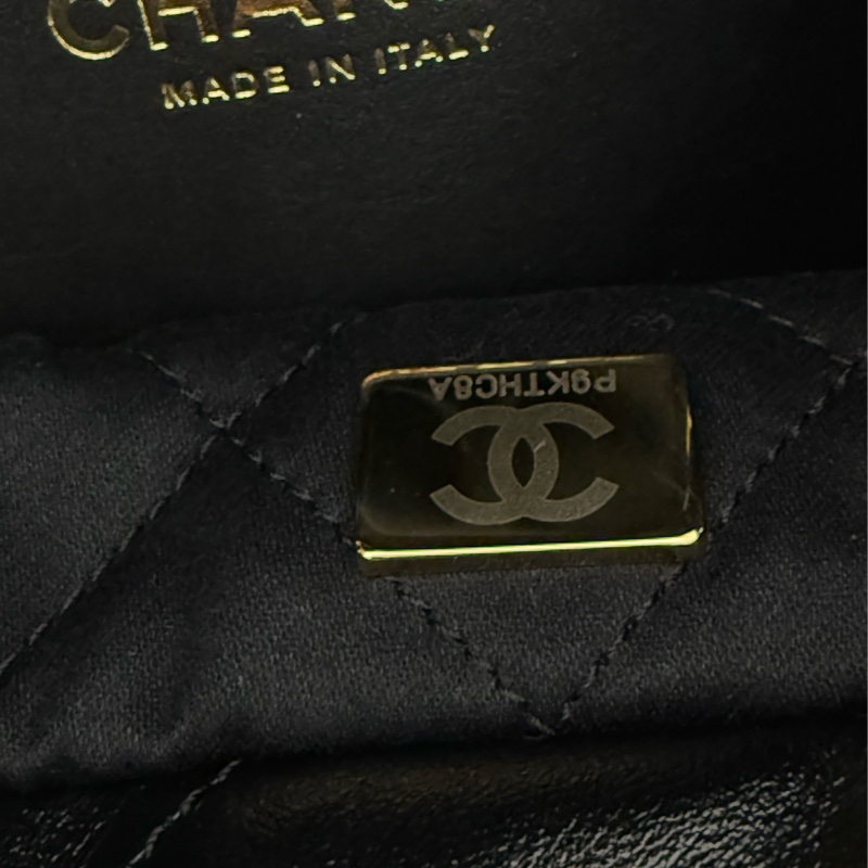 全新CHANEL黑色金字mini 22Bag斜背包流浪包AS3980-7