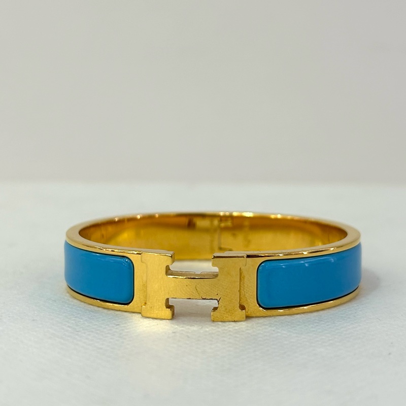 HERMES H金 水藍琺瑯PM手環-1
