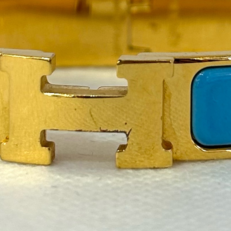 HERMES H金 水藍琺瑯PM手環-8