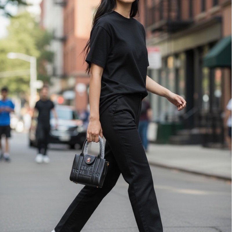 MJ 專櫃款 旋轉鈕壓印完整字黑色紙袋包-手提/鏈條2用(皮革款)-7