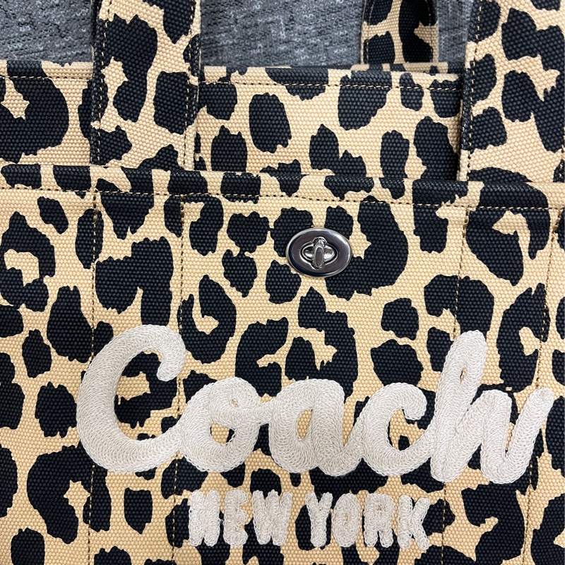 Coach 豹紋 帆布 託特包/紙袋包/側背包-4