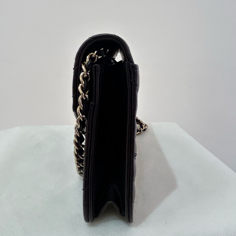 CHANEL黑牛皮山形紋金鍊COCO WOC-3