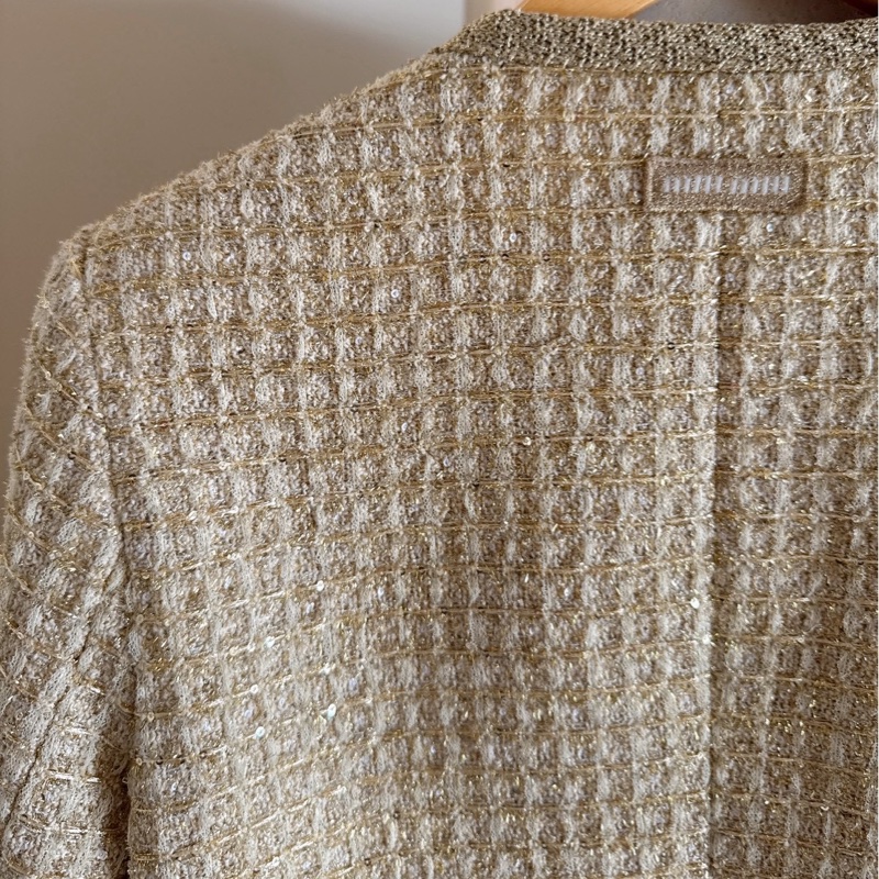 Miu Miu 鵝黃色毛呢短版外套 38碼-5