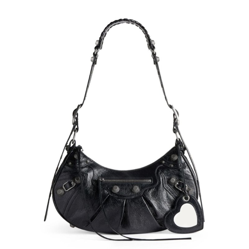 【Balenciaga 巴黎世家】Le Cagole S 羊皮 機車包 半月包 斜背包 肩背包 黑色 671307-0