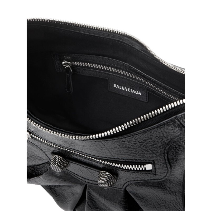 【Balenciaga 巴黎世家】Le Cagole S 羊皮 機車包 半月包 斜背包 肩背包 黑色 671307-2