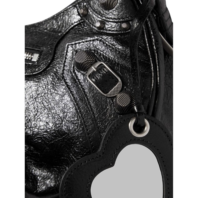 【Balenciaga 巴黎世家】Le Cagole S 羊皮 機車包 半月包 斜背包 肩背包 黑色 671307-3