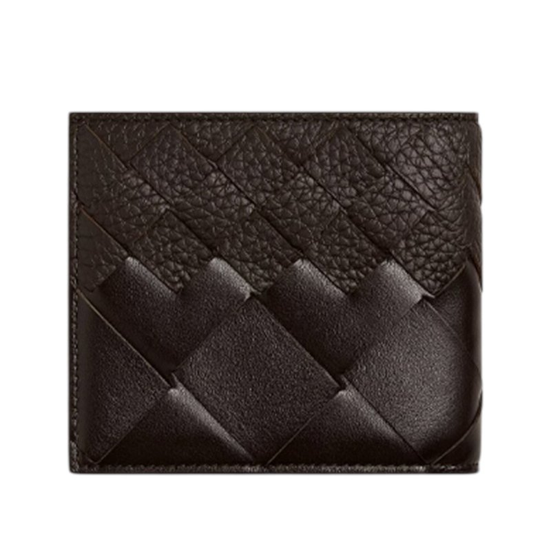 【BOTTEGA VENETA 寶緹嘉】BV Intrecciato Bi-Fold 牛皮 編織 短夾 卡夾 皮夾 深巧克力色 743211-2