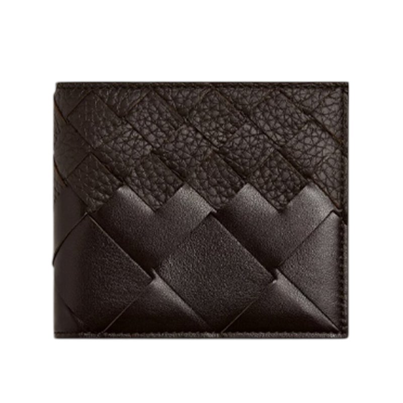 【BOTTEGA VENETA 寶緹嘉】BV Intrecciato Bi-Fold 牛皮 編織 短夾 卡夾 皮夾 深巧克力色 743211-3