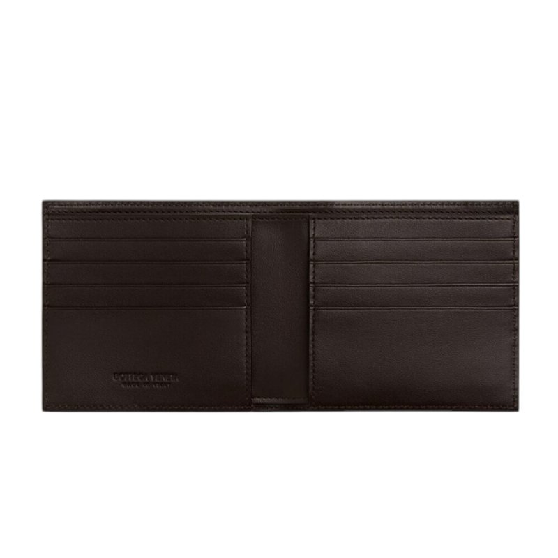 【BOTTEGA VENETA 寶緹嘉】BV Intrecciato Bi-Fold 牛皮 編織 短夾 卡夾 皮夾 深巧克力色 743211-4