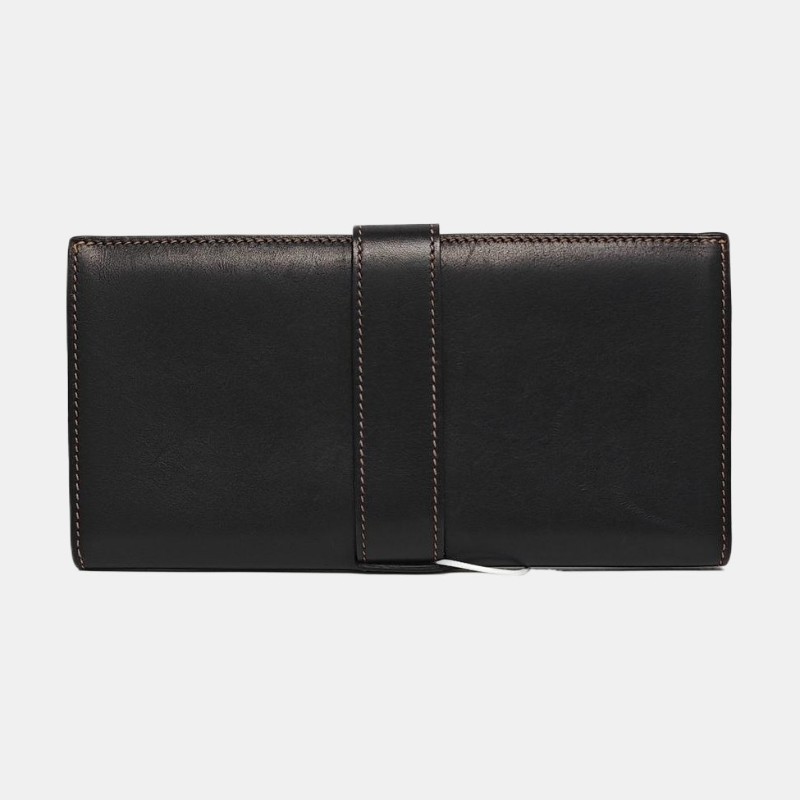 HERMES 黑色BOX皮錢包 銀色五金 L刻-4