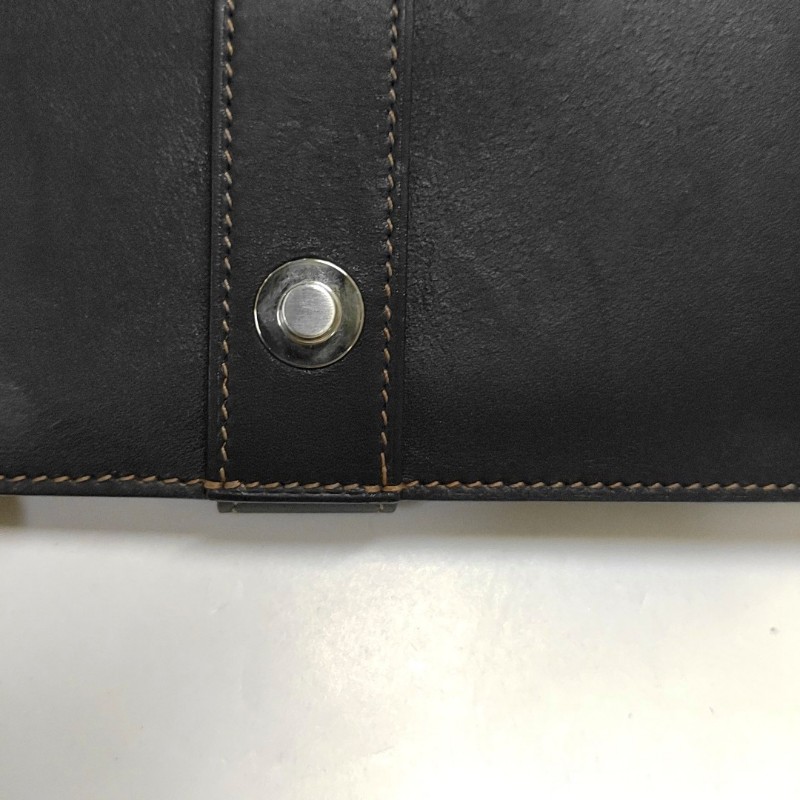 HERMES 黑色BOX皮錢包 銀色五金 L刻-10