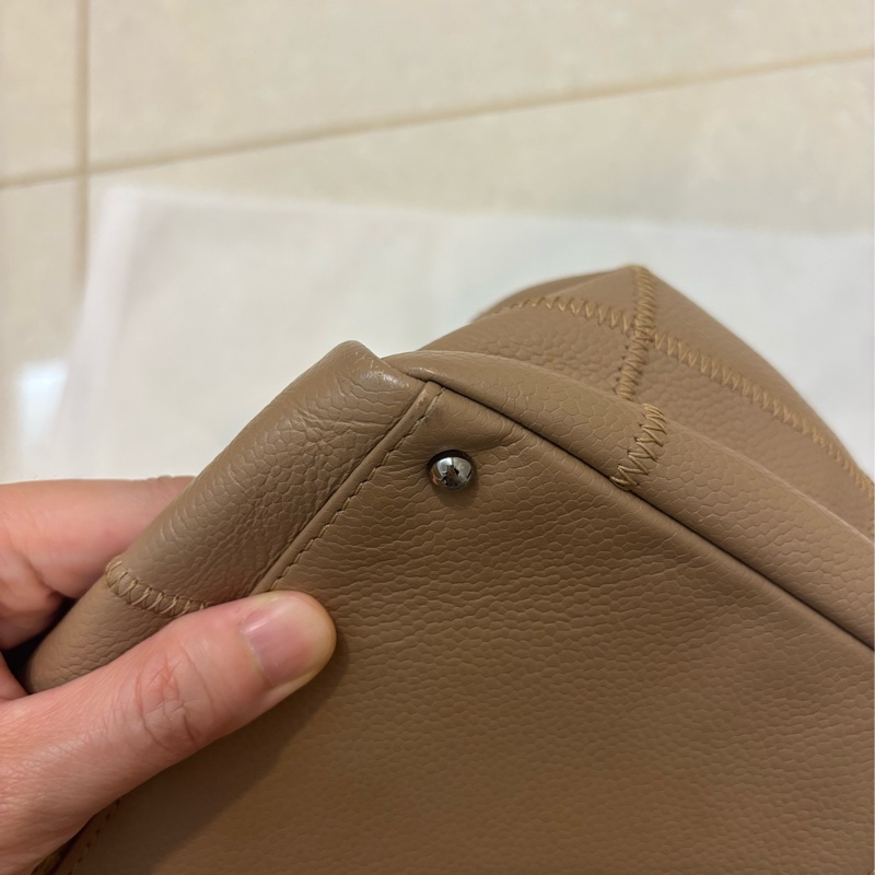 Chanel 奶茶色 冰格 波士頓 腋下包 手提包 vintage-10