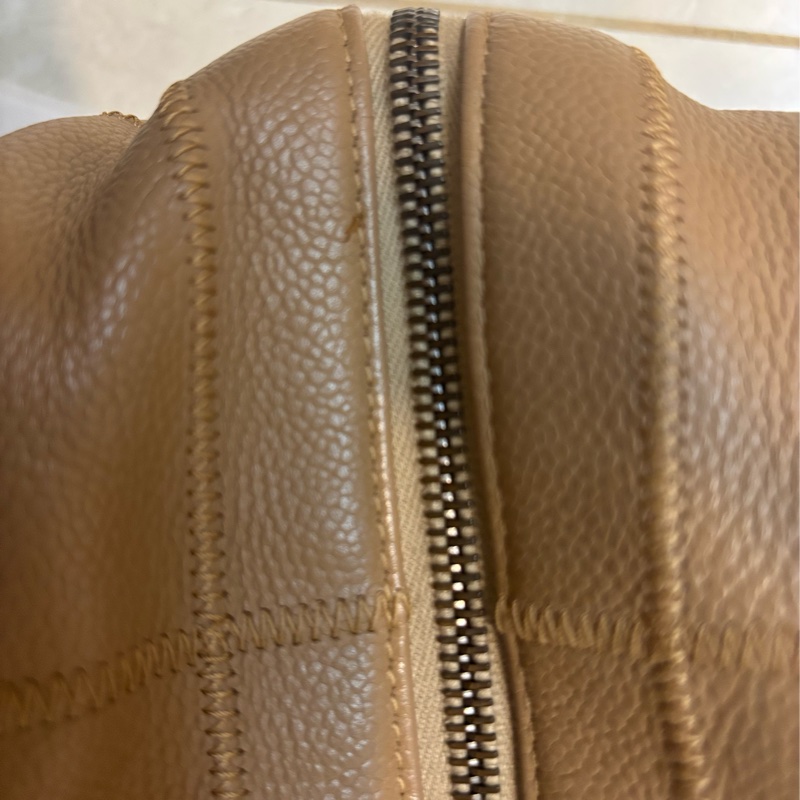 Chanel 奶茶色 冰格 波士頓 腋下包 手提包 vintage-26