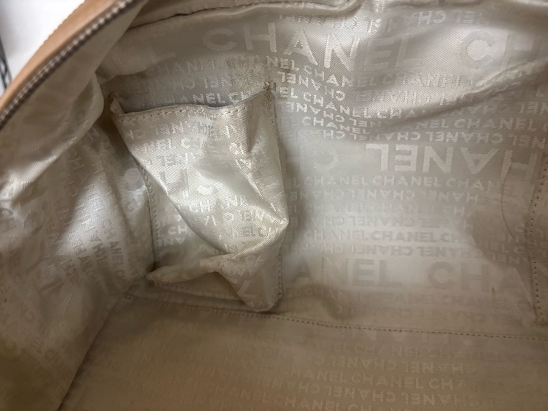 Chanel 奶茶色 冰格 波士頓 腋下包 手提包 vintage-24