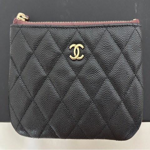 Chanel 黑金一字拉零錢包