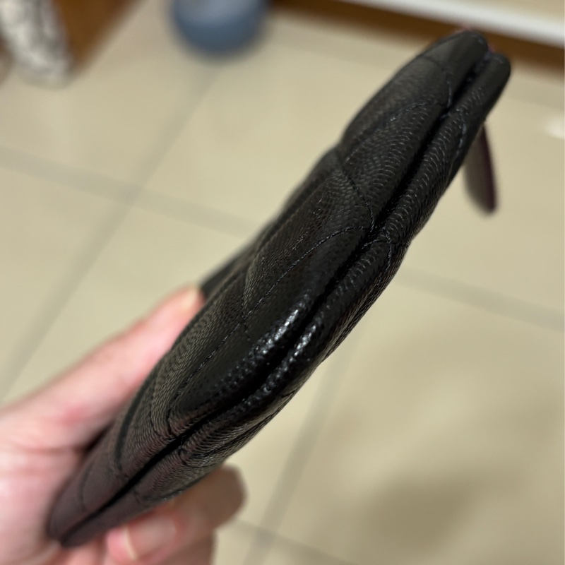 Chanel 黑金一字拉零錢包-4