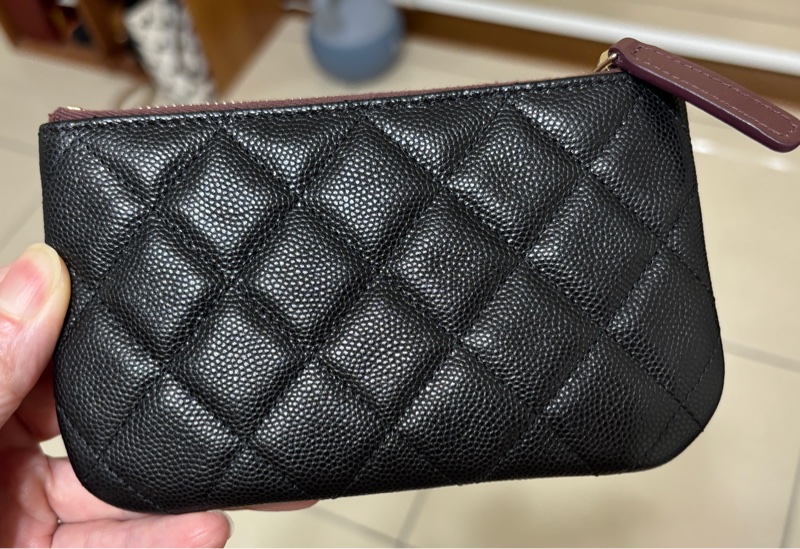 Chanel 黑金一字拉零錢包-8