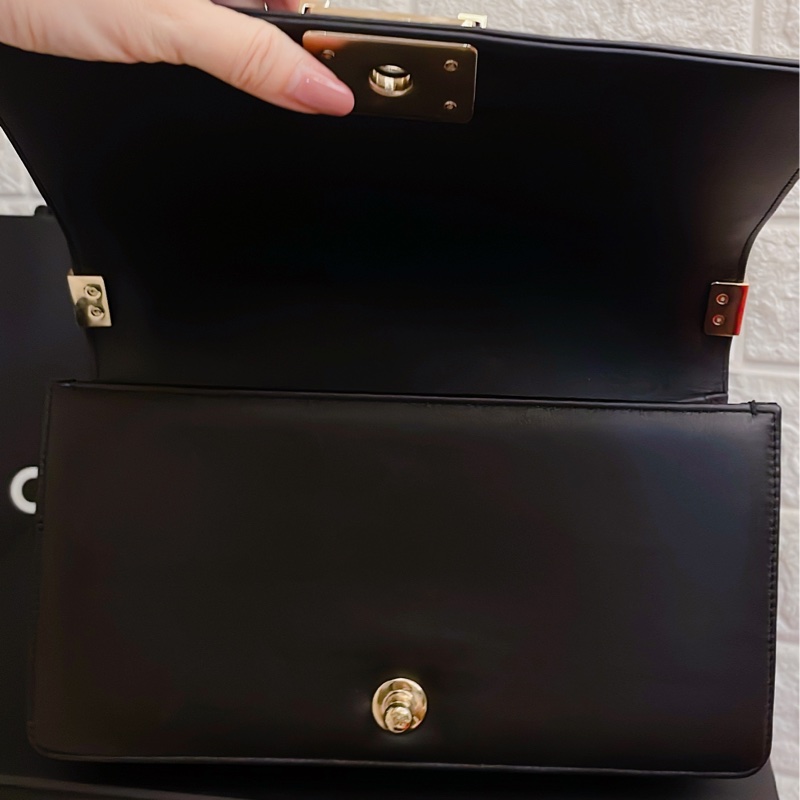 近新平台最低價限量款全配✨ CHANEL 香奈兒 boy限量款黑色牛皮繩皮編織金鍊金釦BOY 25 肩背包 斜背包 兩用包-15