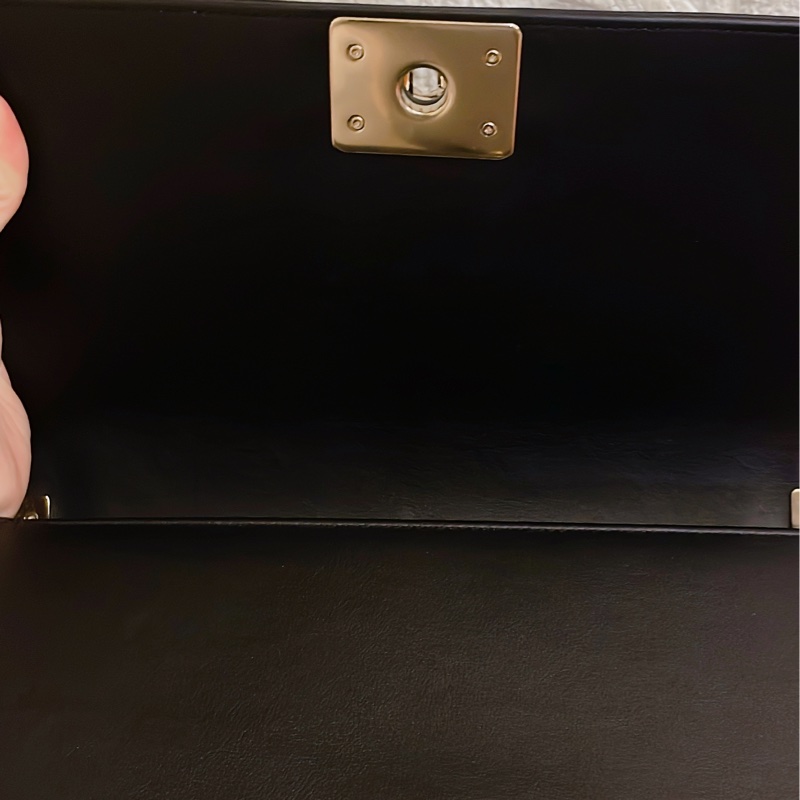 近新平台最低價限量款全配✨ CHANEL 香奈兒 boy限量款黑色牛皮繩皮編織金鍊金釦BOY 25 肩背包 斜背包 兩用包-16