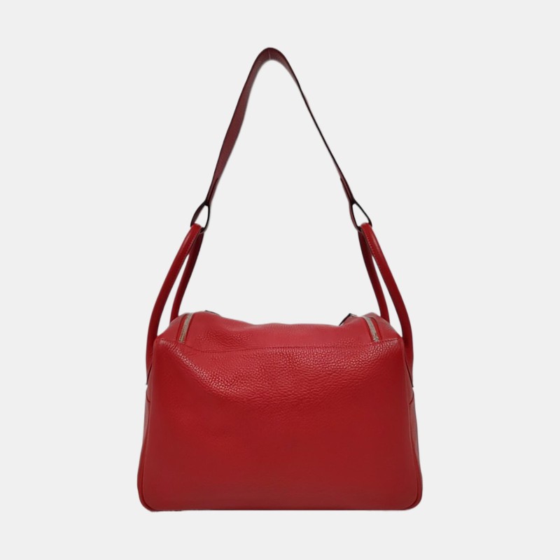 HERMES Lindy 30 正紅色
Clemence牛皮琳迪包單肩包手提包 銀色五金Q刻-4