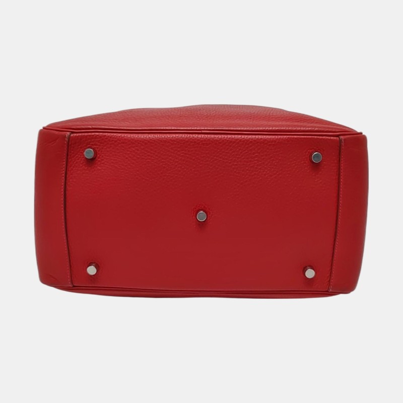 HERMES Lindy 30 正紅色
Clemence牛皮琳迪包單肩包手提包 銀色五金Q刻-5