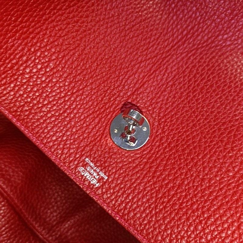 HERMES Lindy 30 正紅色
Clemence牛皮琳迪包單肩包手提包 銀色五金Q刻-7