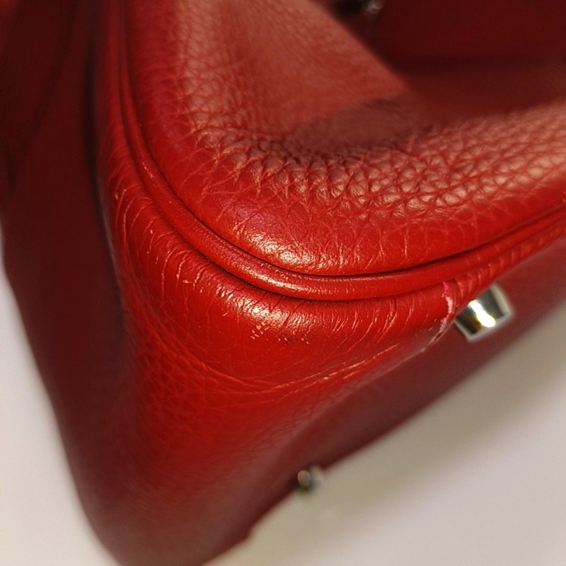 HERMES Lindy 30 正紅色
Clemence牛皮琳迪包單肩包手提包 銀色五金Q刻-8