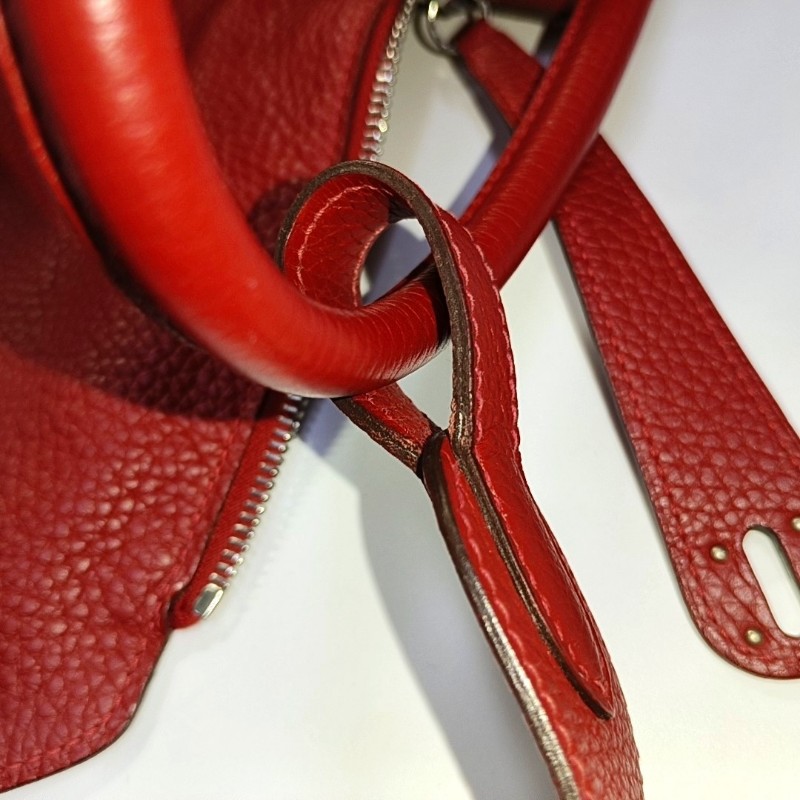 HERMES Lindy 30 正紅色
Clemence牛皮琳迪包單肩包手提包 銀色五金Q刻-12