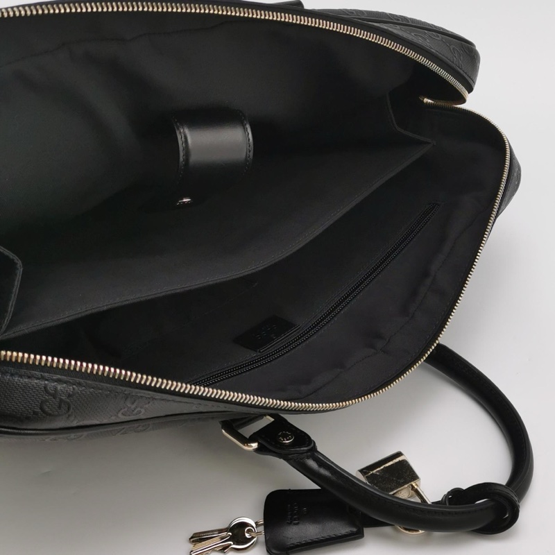 Gucci 古馳 黑色老花全皮 電腦公事包 手提包 肩背包-5