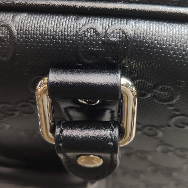 Gucci 古馳 黑色老花全皮 電腦公事包 手提包 肩背包-13