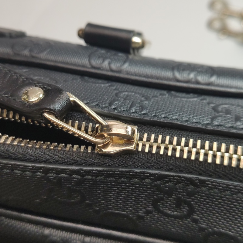 Gucci 古馳 黑色老花全皮 電腦公事包 手提包 肩背包-14
