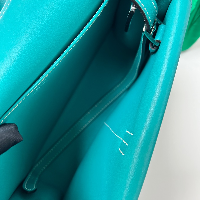 95新 Hermes mini Halzan 孔雀綠 銀扣 X刻 Swift皮-4