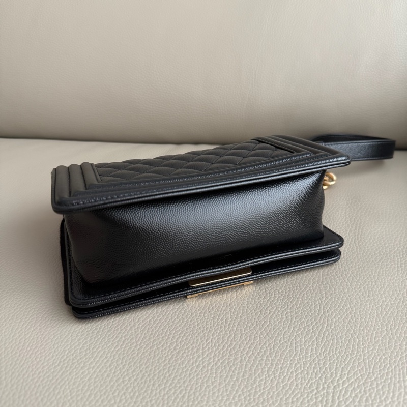 「M.Y精品」Chanel 小香 晶片款 BOY20 荔枝牛皮 黑金-11