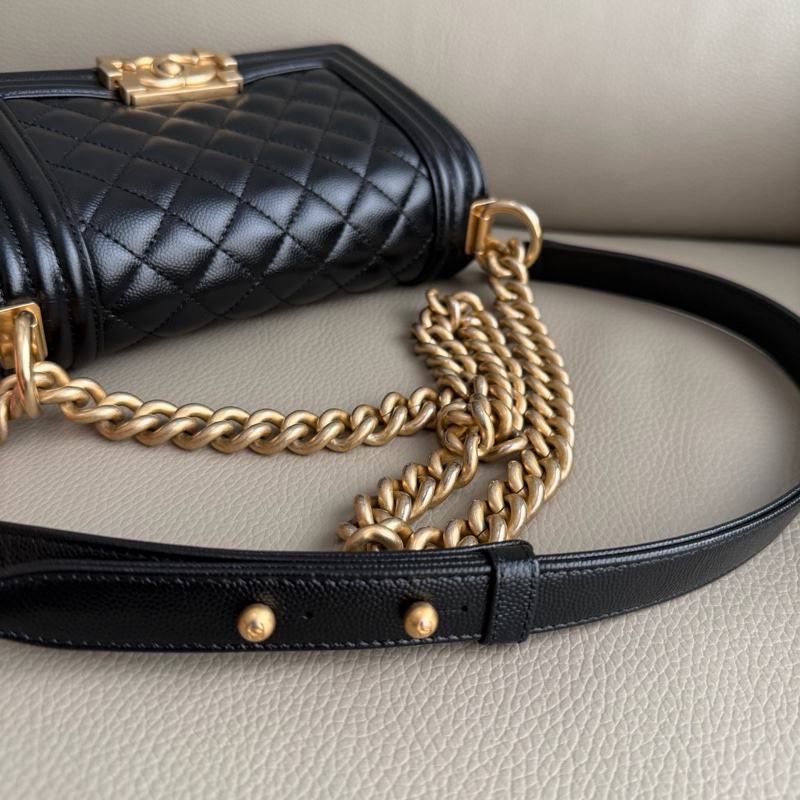 「M.Y精品」Chanel 小香 晶片款 BOY20 荔枝牛皮 黑金-19