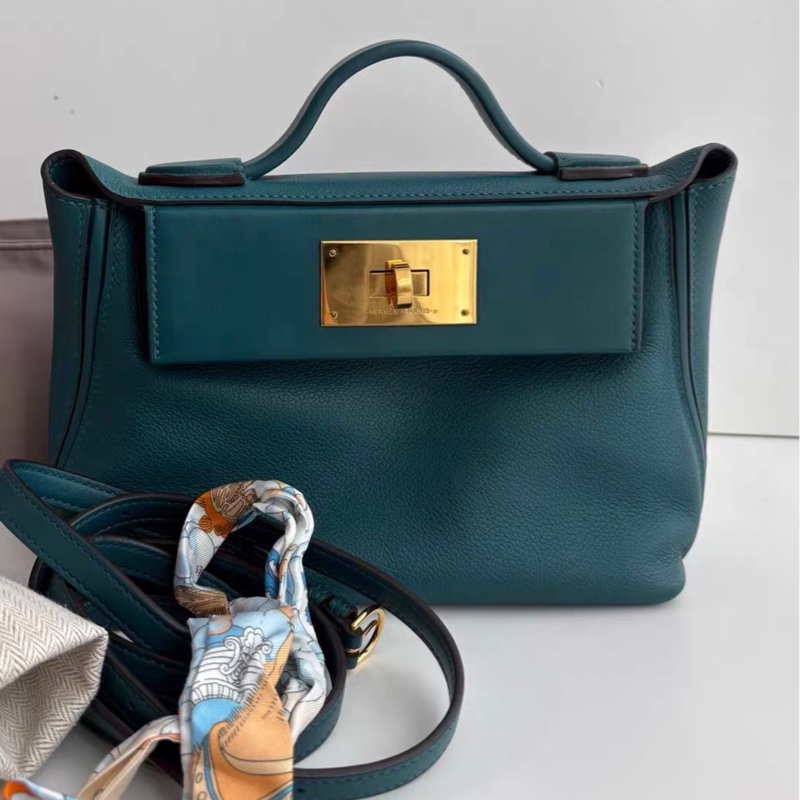 💚 hermes mini 2424  VERT BOSPHORE ( 海峽綠色 ) 金扣-0