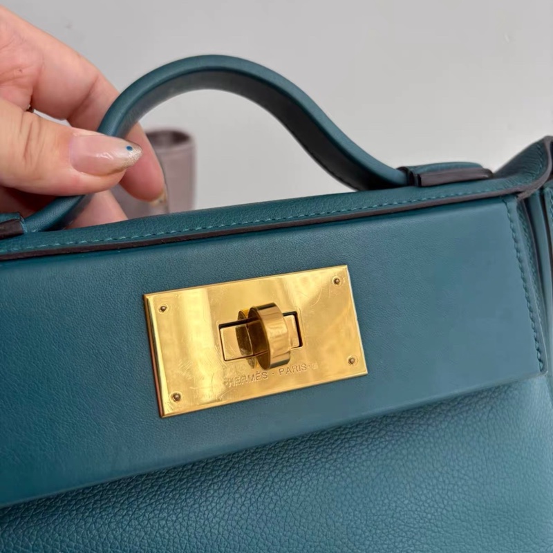 💚 hermes mini 2424  VERT BOSPHORE ( 海峽綠色 ) 金扣-1