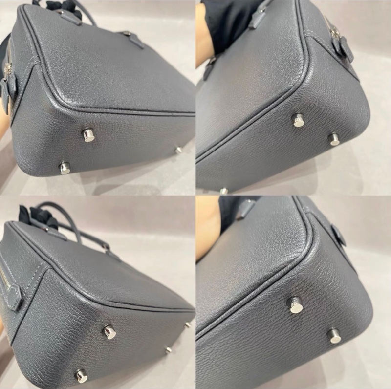 k刻2825 🩷Hermes愛馬仕mini plume20銀扣石板灰羽毛包手提包-2